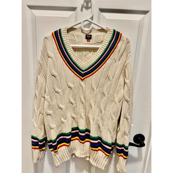 Rowing Blazers Sweaters - Rowing Blazers Y2K V-Neck Rainbow Sweater Size large